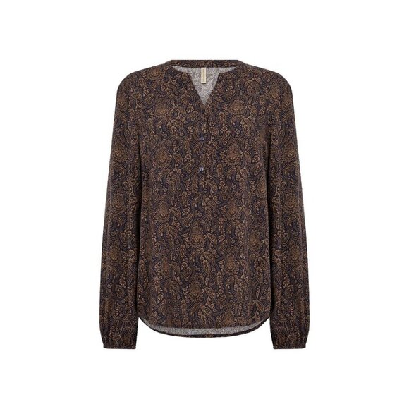 NWT SOYA CONCEPT ASTER Navy & Tan Paisley Print Blouse - Picture 4 of 5